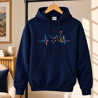 Load image into Gallery viewer, Rainbow Cat Heartbeat Hoodie – Cat Lover Gift