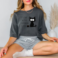 Load image into Gallery viewer, I&#39;m Fine! Frazzled Black Cat Shirt, Unisex 100% Cotton Tee
