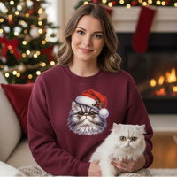 Load image into Gallery viewer, Holiday Persian in Santa Hat Sweatshirt
