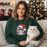 Load image into Gallery viewer, Holiday Persian in Santa Hat Sweatshirt
