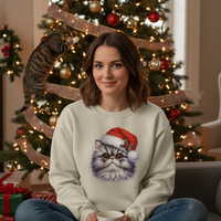 Load image into Gallery viewer, Holiday Persian in Santa Hat Sweatshirt
