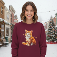Load image into Gallery viewer, Tangled Christmas Lights, Orange Cat Sweatshirt
