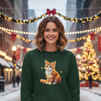 Load image into Gallery viewer, Tangled Christmas Lights, Orange Cat Sweatshirt
