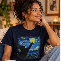 Load image into Gallery viewer, Starry Night Cat T-Shirt – Van Gogh Inspired