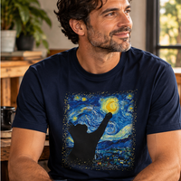 Load image into Gallery viewer, Starry Night Cat T-Shirt – Van Gogh Inspired